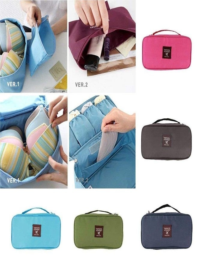 FosCadit Portable Cosmetic, Makeup, Lingerie Toiletry Travel Innerwear Bag Underwear, Bra, Socks, Panties Storage Pouch Bagganizer (Multicolor) - Image 3